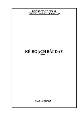Kế hoạch bài dạy Âm nhạc Lớp 1+2 - Tuần 1 - Năm học 2023-2024 - Lê Quang Điện