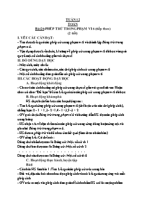Kế hoạch bài dạy các môn học Lớp 1 - Tuần 12