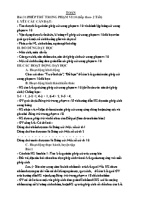 Kế hoạch bài dạy các môn học Lớp 1 - Tuần 14