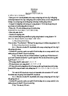 Kế hoạch bài dạy các môn học Lớp 1 - Tuần 16