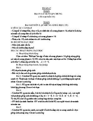 Kế hoạch bài dạy các môn Lớp 1 - Tuần 17