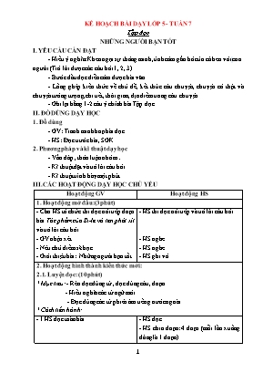 Kế hoạch bài dạy các môn Lớp 5 - Tuần 7