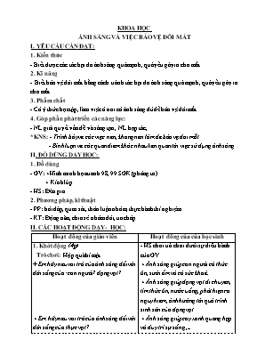Kế hoạch bài dạy Khoa học 4 - Tuần 25