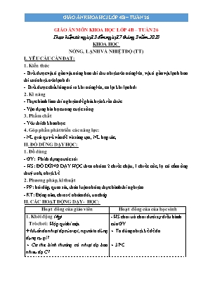 Kế hoạch bài dạy Khoa học 4 - Tuần 26