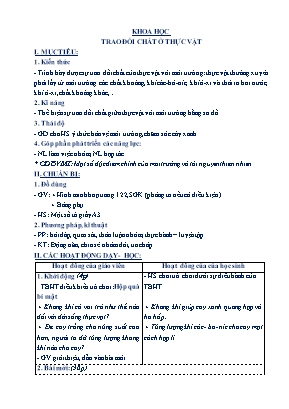 Kế hoạch bài dạy Khoa học 4 - Tuần 31