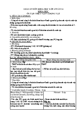Kế hoạch bài dạy Khoa học 4 - Tuần 34 - Năm học 2022-2023