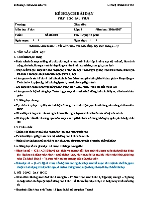 Giáo án Toán 1 tích hợp năng lực số và AI trọn bộ cả năm học 2026-2027